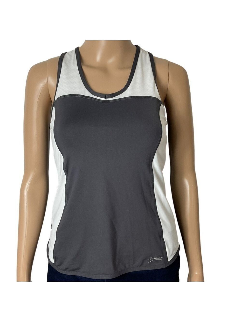 Sofibella Gray White Tennis Racerback Tank Top XS Built-in Bra